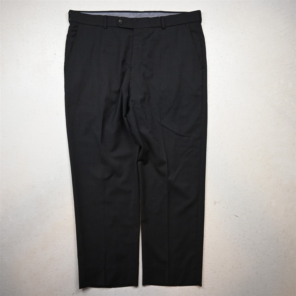 Ballin 36x30 Gray Super 120s Wool Comfort EZE Flat Front Straight Dress Pants